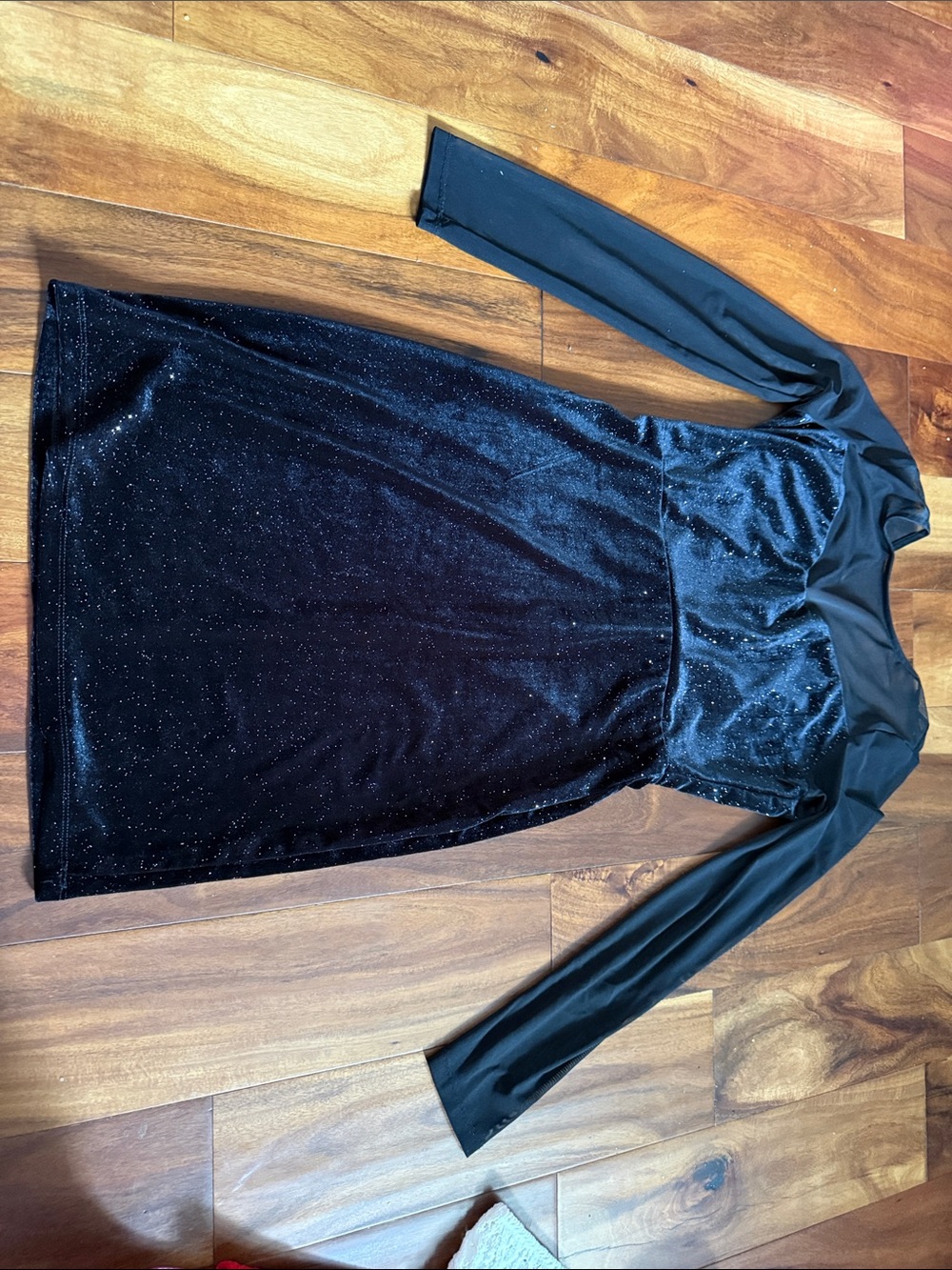 Black Long Sleeve Velvet Dress with Subtle Sparkle